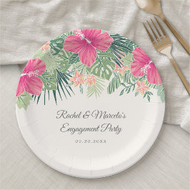 Plato De Papel Playa Floral Tropical