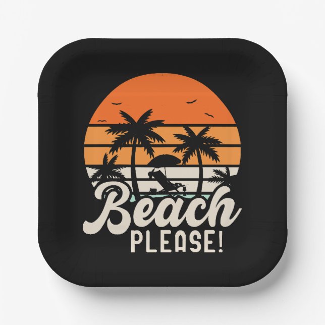 Plato De Papel Playa Por Favor (Anverso)