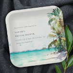 Plato De Papel Playa Tropical Acuarela Palm Trees Ducha Bridal<br><div class="desc">Colección temática de acuarela tropical Palm Trees.- es un elegante Ilustracion acuático de escritura de palmeras tropicales en la playa perfecto para su boda tropical de playa y fiestas. Es muy fácil de personalizar, con sus datos personales. Si necesita cualquier otro producto o personalización que coincida, por favor envíe un...</div>