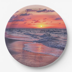 Plato De Papel Playa Tropical Bahamas Sunset Paradise