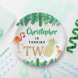 Plato De Papel Playa Tropical de Verano Luau Niños Segundo Cumple<br><div class="desc">Celebre con estilo con estos modernos platos de papel fiesta de 2º cumpleaños. El diseño es fácil de personalizar con tu propia redacción y tu familia y amigos estarán encantados cuando vean estos fabulosos platos fiestas.</div>