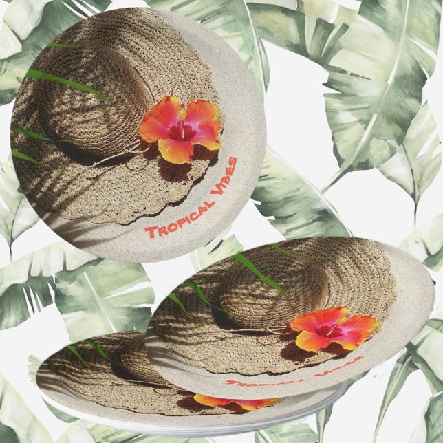 Plato De Papel Playa Tropical Vibes Hibiscus Floral (Subido por el creador)