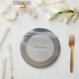 Plato De Papel Playa y Boda de arena costera