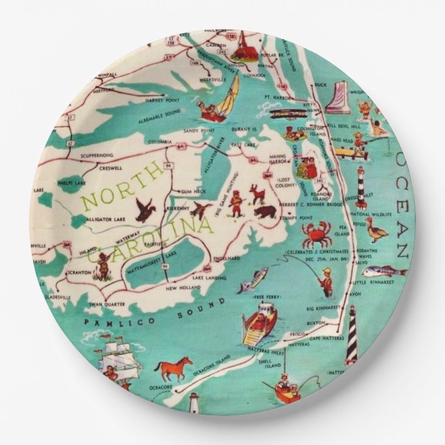 Plato De Papel Playas de los Outer Banks (Anverso)