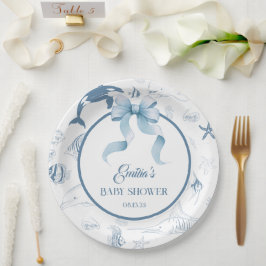 Plato De Papel Playas Ocean Blue Sea Life Baby Shower