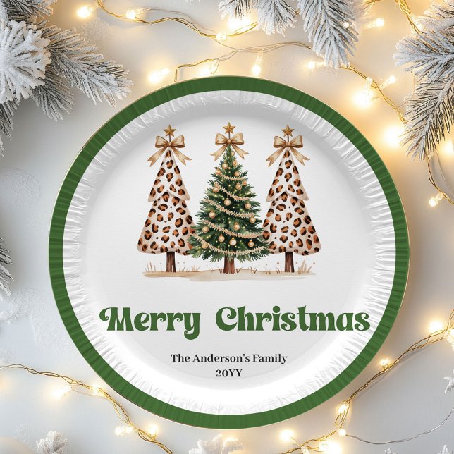 Plato De Papel Playful Christmas Tree Editable Personalized Plate (Playful Christmas Tree Editable Personalized Paper Plates)