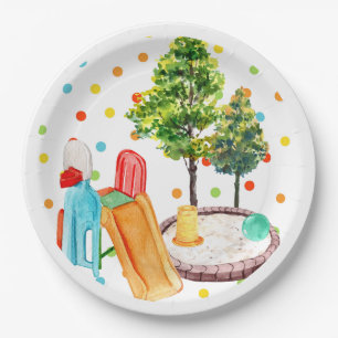 Plato De Papel Playground Happy Birday Paper Plates Polkadots