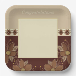 Plato De Papel Plaza Beige Y Marrón