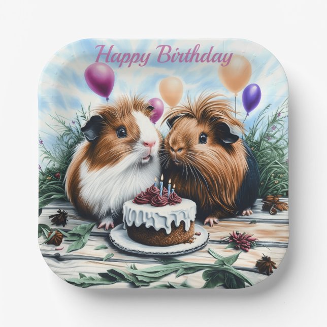 Plato De Papel Plaza de la Fiesta del Cumpleaños del Cerdo de Gui (Anverso)