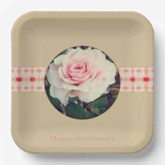 Plato De Papel Plaza de rosa rosa