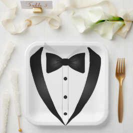 Plato De Papel Plaza de Tuxedo formal