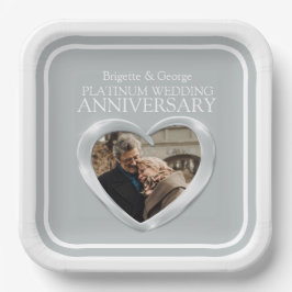 Plato De Papel Plaza del corazón de la foto del 70 aniversario de