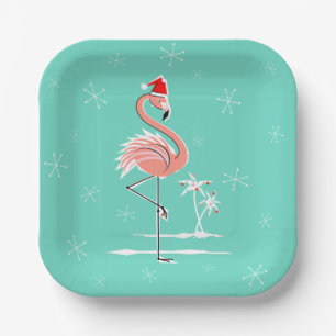 Plato De Papel Plaza Flamingo navidades