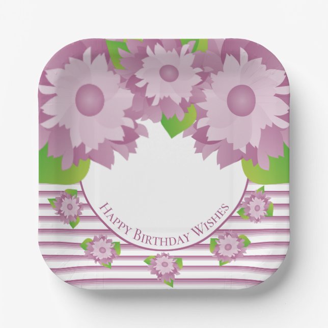 Plato De Papel Plaza Floral Morada Y Mauve (Anverso)