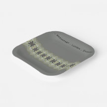 Plaza gris con acento floral de diseño