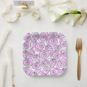 Plato De Papel Plaza Lilac rosas