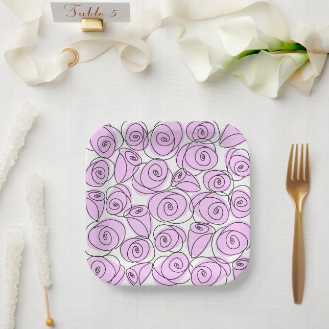 Plato De Papel Plaza Lilac rosas (Boda)