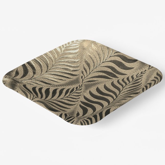 Plato De Papel Plaza Motif Gold Leaf (Angular)