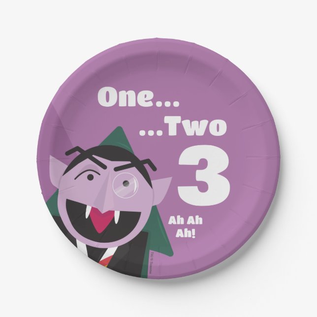 Plato De Papel Plaza Sésamo 3 Tercer Cumpleaños (Anverso)