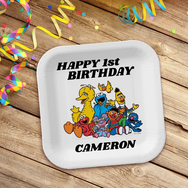 Plato De Papel Plaza Sésamo Pals Primer Cumpleaños (Subido por el creador)