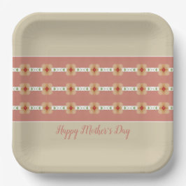 Plato De Papel Plaza Taupe Y Rosa