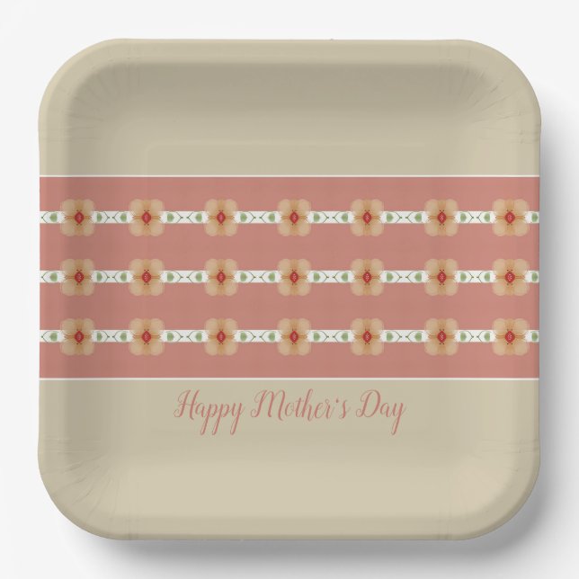 Plato De Papel Plaza Taupe Y Rosa (Anverso)