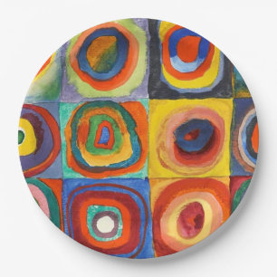 Plato De Papel Plazas con círculos concéntricos de Kandinsky