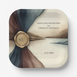 Plato De Papel Plum and Blue Ombre Ribbon Seal