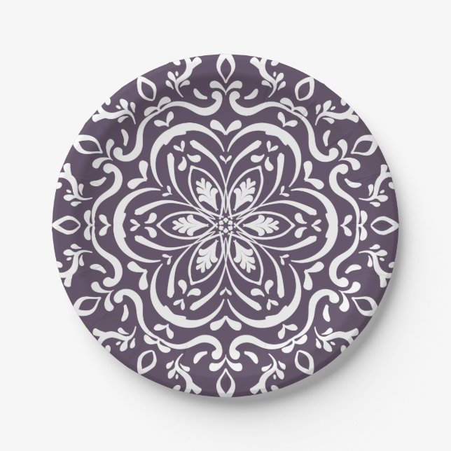 Plato De Papel Plum Mandala (Anverso)