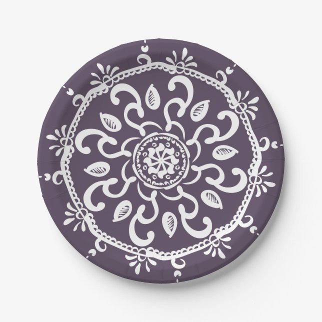 Plato De Papel Plum Mandala (Anverso)