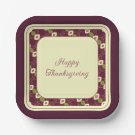 Plato De Papel Pluma Borgoña Y Plaza De La Crema