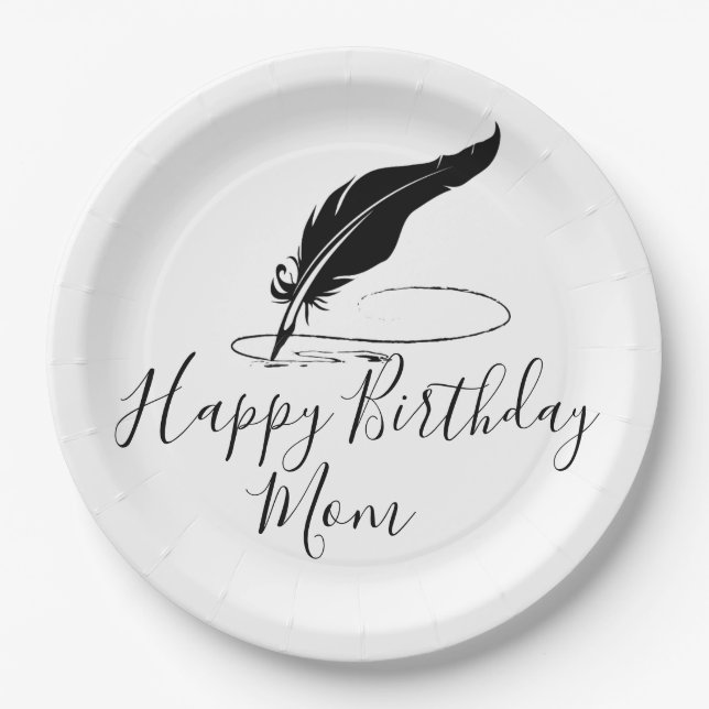 Plato De Papel Pluma de ave personalizada (Anverso)