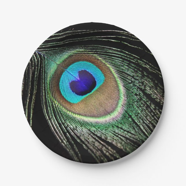 Plato De Papel Pluma de pavo real (Anverso)