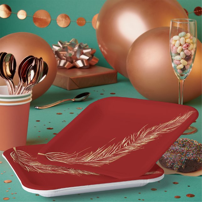 Plato De Papel Pluma dorada (Subido por el creador)