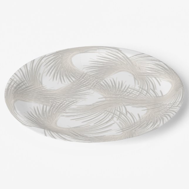 Plato De Papel Plumas blancas voladoras (Angular)