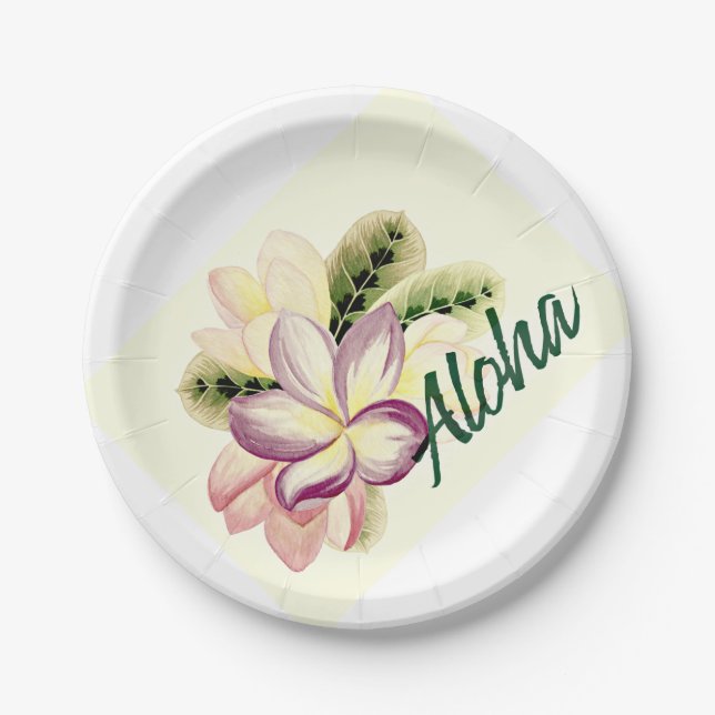 Plato De Papel Plumeria Aloha (Anverso)