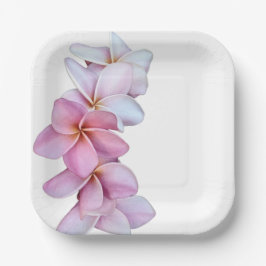Plato De Papel Plumeria en placas de papel rosa