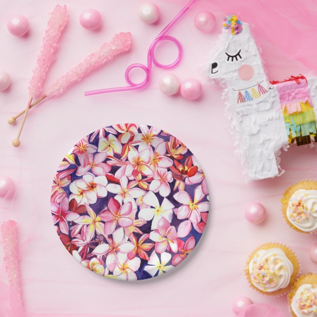 Plato De Papel Plumeria flotante (Fiesta)
