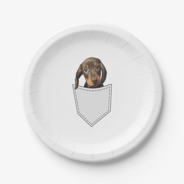 Plato De Papel Pocket Dog Dachshund (Anverso)