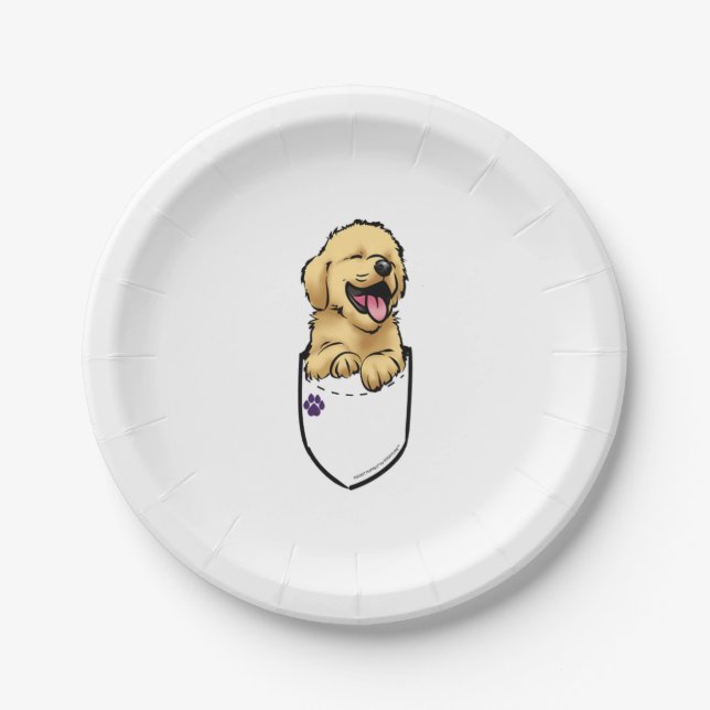 Plato De Papel Pocket Puppiez - Golden Retriever (Anverso)