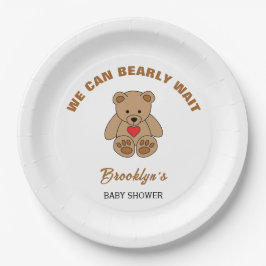 Plato De Papel Podemos Esperar A Baby Shower Brown Teddy Bear