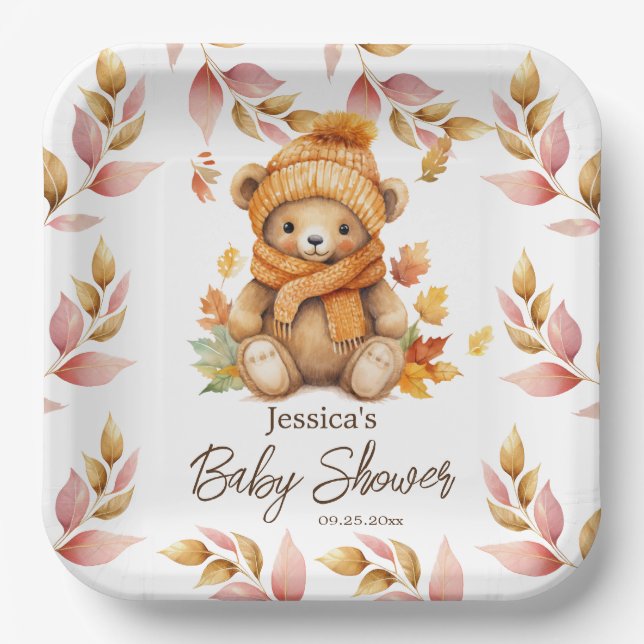Plato De Papel Podemos esperar a Baby Shower Rosa (Anverso)