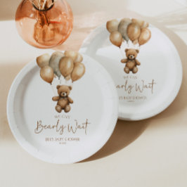 Plato De Papel Podemos Esperar A Boho Teddy Bear Baby Shower