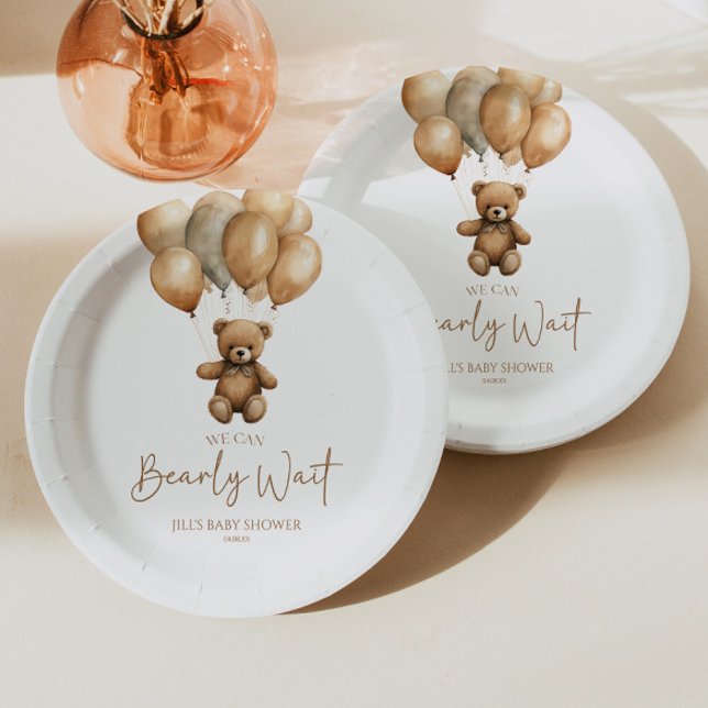 Plato De Papel Podemos Esperar A Boho Teddy Bear Baby Shower (Subido por el creador)
