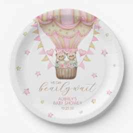 Plato De Papel Podemos esperar a dos Chicas Baby Shower