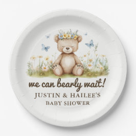 Plato De Papel Podemos Esperar A Girly Wildflower Baby Shower