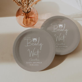 Plato De Papel Podemos Esperar A La Moderna Baby Shower Minimalis