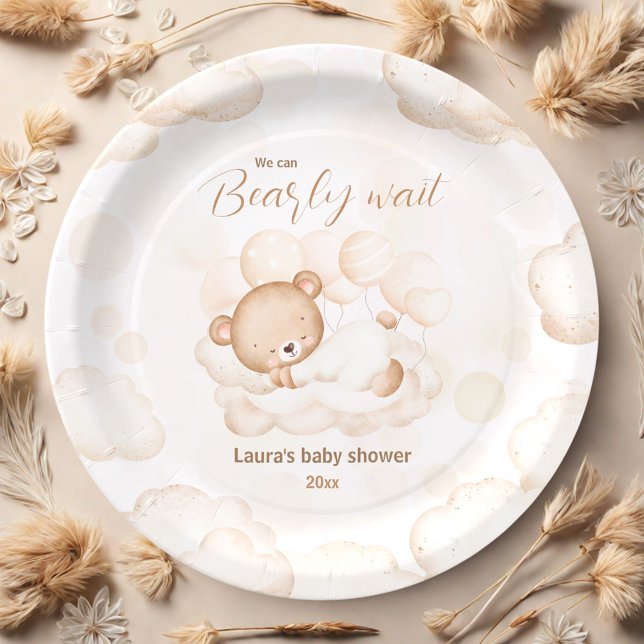 Plato De Papel Podemos Esperar A Las Placas De Papel Baby Shower  (We Can Bearly Wait Unisex Baby Shower Paper Plates)