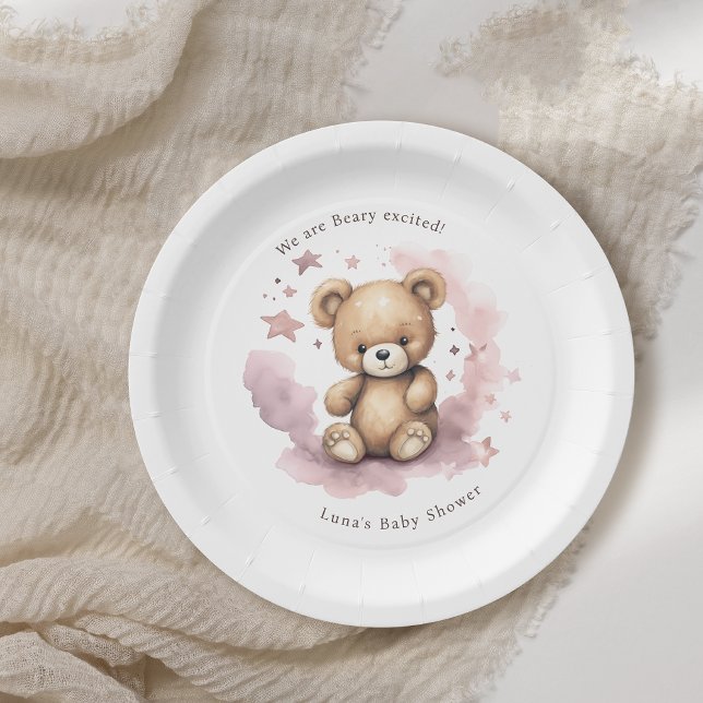 Plato De Papel Podemos Esperar A Pastel De Baby Shower Rosa (Subido por el creador)
