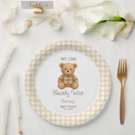 Plato De Papel Podemos esperar a que el oso precoz Baby Shower